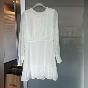 Andrée by Unit White Flowy Long Sleeve Embroidered Dress Sz M